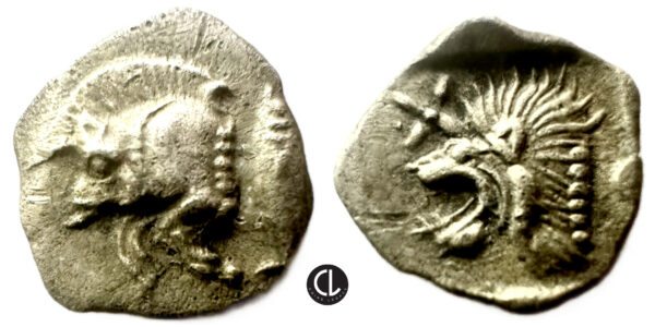 Mysia, Kyzikos, AR Hemiobol, Circa 450-400 BC, Boar / Lion