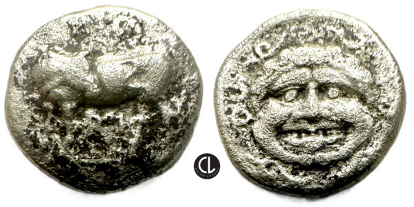 Mysia, Parion, 4th Century BC, AR Hemidrachm, Bull / Gorgoneion
