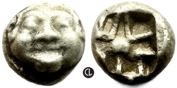 Mysia, Parion, AR Drachm, Circa 480-430 BC, Gorgoneion / Incuse Punch