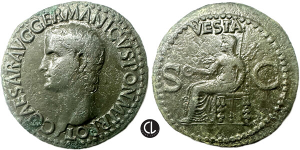 Roman Imperial, Gaius (Caligula), AE As (copper, 10.1g, 28.4mm), Rome Mint, Circa 37/8 AD
