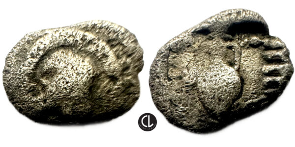 Asia Minor, Uncertain Mint, AR Hemibol, Circa 5th Century BC, Corinthian Helmet / Amphora - RRR