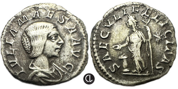 Roman Imperial, Julia Maesa, Augusta, AR Denarius (silver, 2.61g, 18.6mm), Rome Mint, Circa 220-222 AD