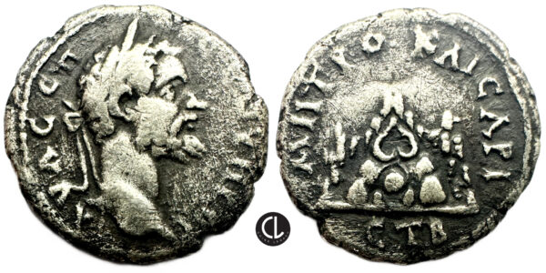 Roman Provencial, Cappadocia, Caesarea-Eusebia, Septimius Severus, 193-211 AD, AR Drachm (silver, 3.5g, 17.4mm), RY 13 = AD 204/5