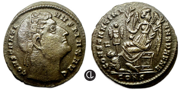 Roman Imperial, Constantine I, AE Follis (bronze, 2.52g, 19.6mm), Dafne coinage, Constantinople Mint, 1st officina, 2nd emission, 327 AD