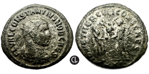 Constantius I, as Caesar, BI Antoninianus, Antioch Mint, 293 AD - Jupiter and Hercules - RR