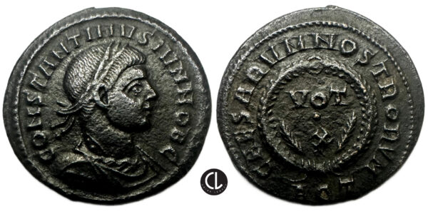 Constantinus II, as Caesar, AE Follis, Aquileia Mint, 322 AD - VOT/X - RR