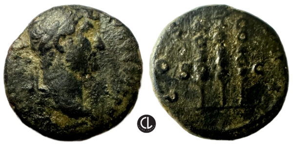 Hadrian, AE Quadrans, Rome Mint, Circa 128-129 AD - Standards