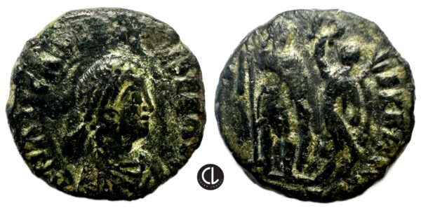 Arcadius, AE Follis, Cyzicus or Antioch Mint, 395-401 AD - Emperor and Victory