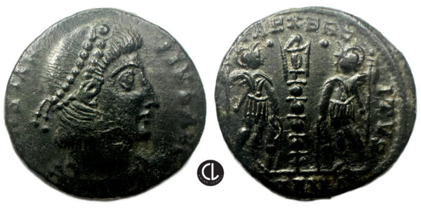 Repeat Title: Roman Imperial, Constantius II, AE Nummus (bronze, 1.5g, 14 mm), Antioch Mint, 337-347 AD