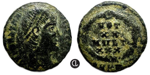 Constantius II, AE Follis, Kyzikos Mint , 337-340 AD - Wreath