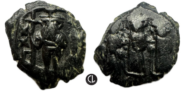 Constans II, with Constantine IV, Heraclius, and Tiberius, AE Follis, Constantinople, AD 663/64