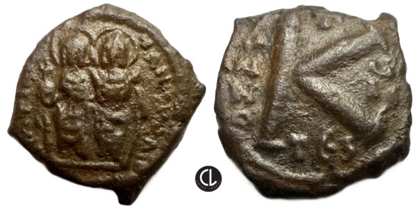 Justin II, with Sophia, Half Follis, Thessalonica mint, 616/17 AD