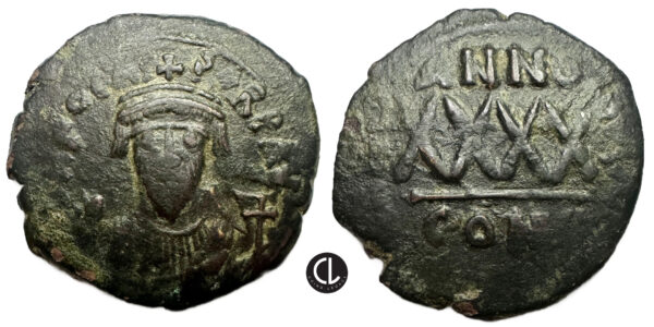 Phocas, AE Follis, Constantinople, 5th officina, RY 5=AD 606/7
