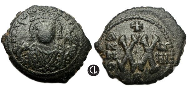 Maurice Tiberius, Half Follis, Theoupolis (Antiochia), RY 8 = 589/90