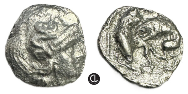 Greek, Lucania, Herakleia, AR Diobol (silver, 0.67g, 11mm), circa 432-420 BC