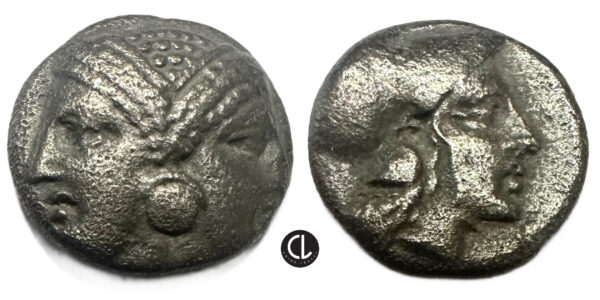 Greek, Mysia, Lampsakos, AR Diobol (silver, 1.14g, 10mm), circa 350-300 BC